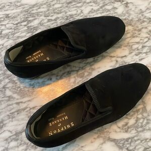 Shipton & Heneage Black Velvet Albert Slipper Women’s 8